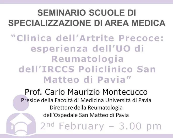 Clinica dell’artrite precoce: esperienza dell’UO di Reumatologia dell’IRCCS Policlinico San Matteo di Pavia